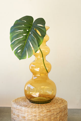 LARGE GLASS BUBBLE VASE - AMBER