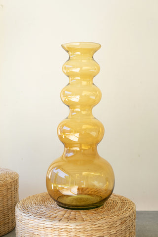 LARGE GLASS BUBBLE VASE - AMBER