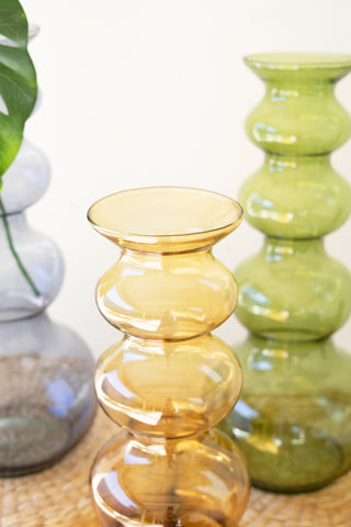 LARGE GLASS BUBBLE VASE - AMBER