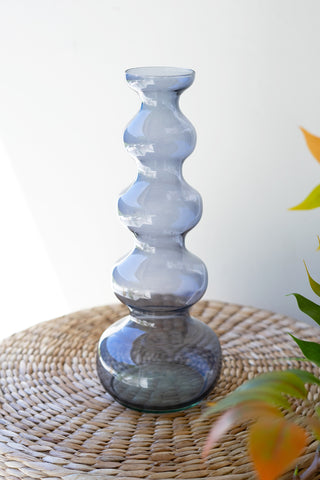 SMALL GLASS BUBBLE VASE -  SMOKE