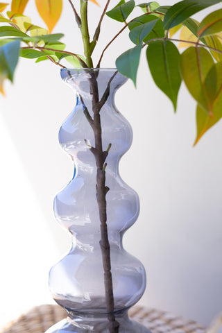 SMALL GLASS BUBBLE VASE -  SMOKE