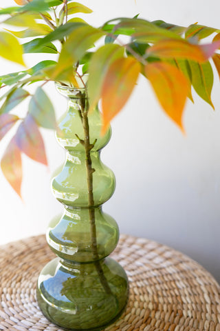 SMALL GLASS BUBBLE VASE - GREEN