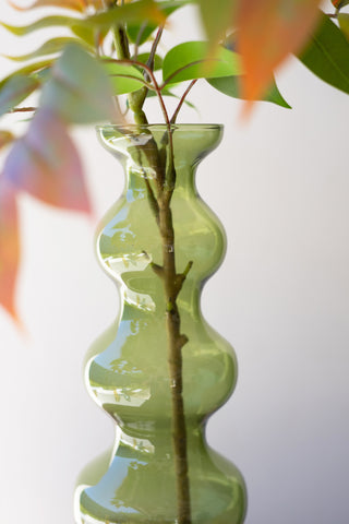 SMALL GLASS BUBBLE VASE - GREEN