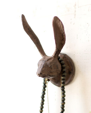 CAST IRON RABBIT WALL HOOK - RUSTIC