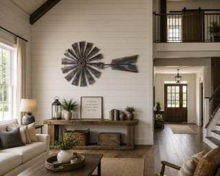 Large 47 Inch Rustic Windmill Decor With Rustic Tail
