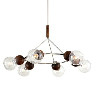 Arlo Chandelier POLISHED SS AND NATURAL ACACIA