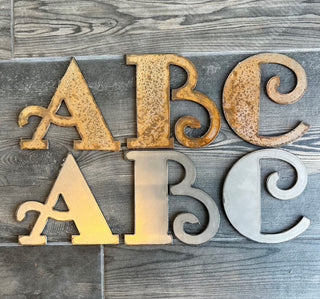 8 Inch Metal Letters and Numbers - Rusty or Natural Steel Finish - Fancy Pants