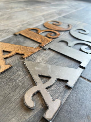 4 Inch Metal Letters and Numbers - Rusty or Natural Steel Finish - Fancy Pants