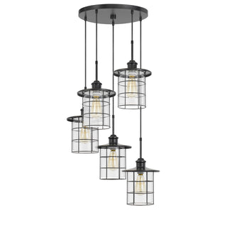 60W X 5 Silverton Metal/Glass Pendant Fixture (Edison Bulbs Included)