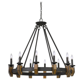 60W X 12 Cruz Metal/Wood Chandelier