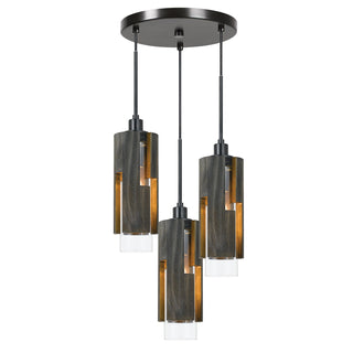 60W X 3 Reggio Wood Pendant Glass Fixture