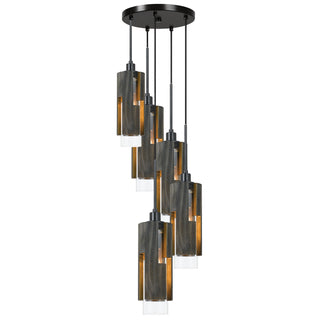 60W X 5 Reggio Wood Pendant Glass Fixture