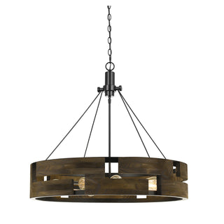 60W X 9 Bradford Metal And Wood Chandelier