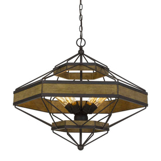 Alicante 60W X 6 Pine Wood/Metal Chandelier  (Edison Bulbs Not Included)