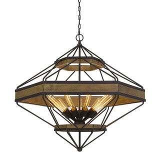 Alicante 60W X 9 Pine Wood/Metal Chandelier  (Edison Bulbs Not Included)