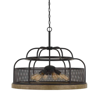 Akaki 60W X 6 Metal/Pine Wood Chandelier  (Edison Bulbs Not Included)