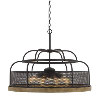 Akaki 60W X 9 Metal/Pine Wood Chandelier  (Edison Bulbs Not Included)