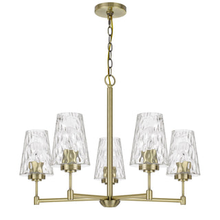 60W X 5 Crestwood Metal Chandelier With Textured Glass Shades