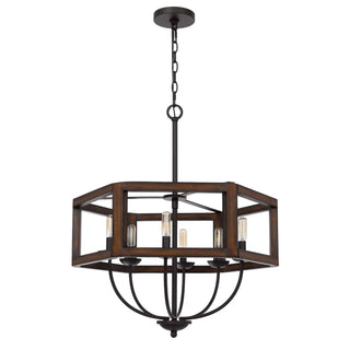 60W X 6 Renton Hexagon Rubber Wood / Metal Chandelier