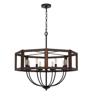 60W X 8 Renton Hexagon Rubber Wood / Metal Chandelier