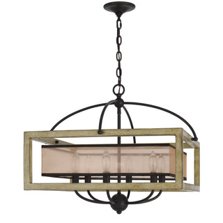 Palencia Rubber Wood Square Chandelier With Organza Shade