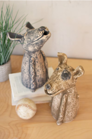 SET OF TWO CLAY SINGING DOGS