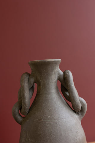 SET OF TWO KNOTTED HANDLE CLAY OMBRE VESSELS