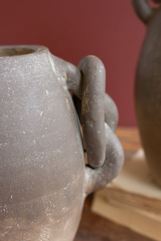 SET OF TWO KNOTTED HANDLE CLAY OMBRE VESSELS