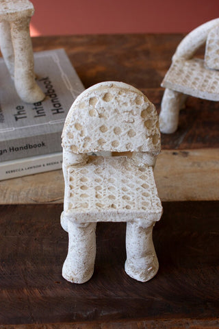 SET OF THREE CLAY FURNITURE SCULPTURES