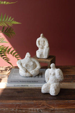 SET OF THREE CLAY SCULPTURAL FIGURES