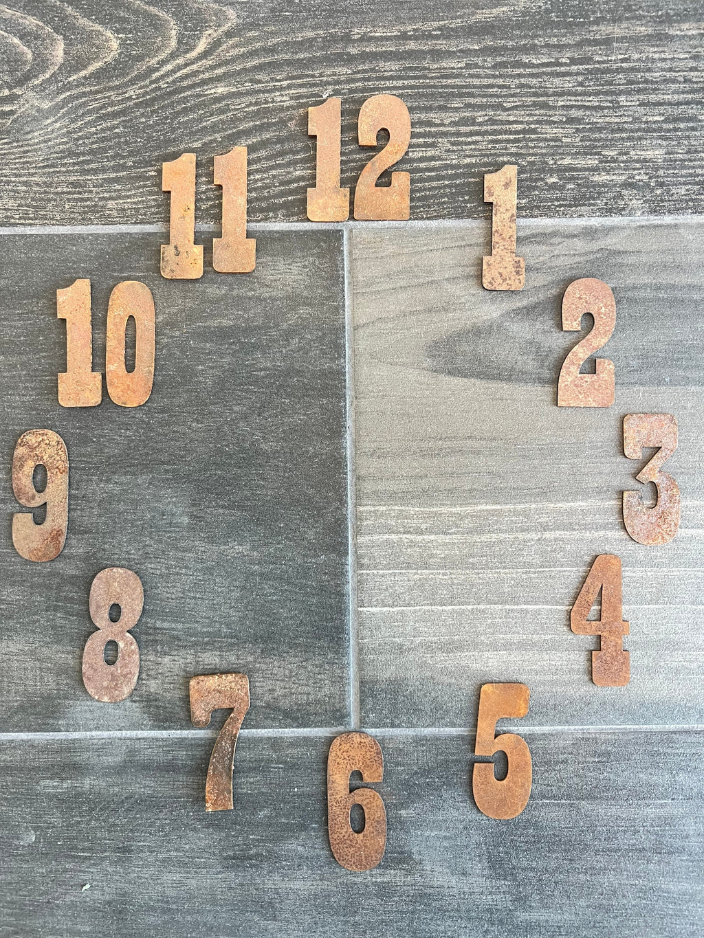 2 Inch Clock Number Set - Includes Numbers 1-12 - Rusty or Natural Ste ...