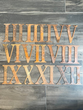 6 Inch Metal Roman Numerals - Rusty or Natural Steel Finish