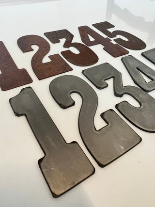 2 Inch Clock Number Set - Includes Numbers 1-12 - Rusty or Natural Steel Finish - Playbill