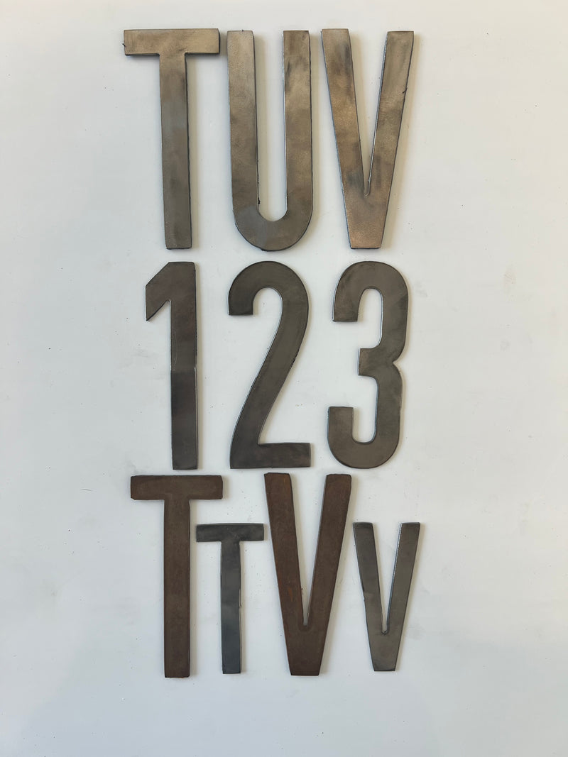 4 Inch Metal Numbers and Letters - Rusty or Natural Steel Finish - Searocks