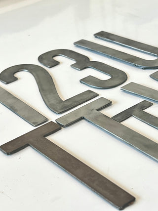16 Inch Sea Rocks Font Metal Letters and Numbers in Natural Steel