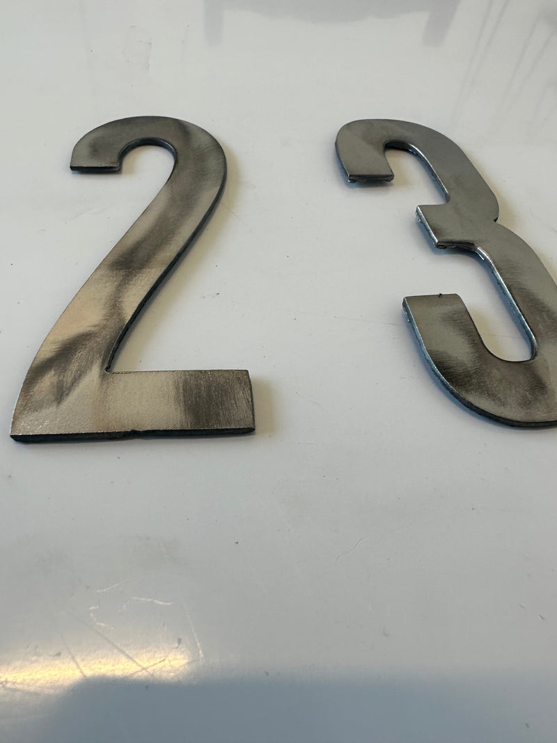 4 Inch Metal Number Set- Includes Numbers 1-12. Rusty or Natural Steel Finish - Sea Foam