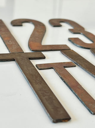 6 Inch Metal Letters and Numbers - Rusty or Natural Steel Finish - Sea Foam