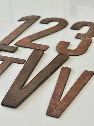 12 Inch Metal Letters and Numbers - Rusty or Natural Steel Finish - Sea Rock Font