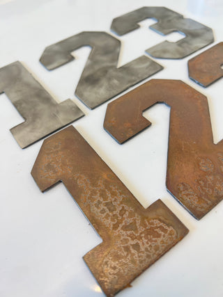 3 Inch Metal Letters and Numbers - Rusty or Natural Steel Finish - Varsity