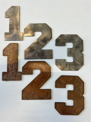 3 Inch Metal Letters and Numbers - Rusty or Natural Steel Finish - Varsity