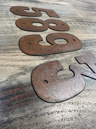 10 Inch Metal Letters and Numbers - Rusty or Natural Steel Finish - Playbill