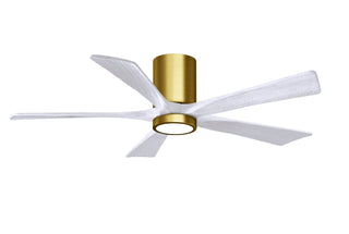 Irene-5HLK Series 52 Inch 5 blade paddle fan. Multiple Finish Options to choose from. Brushed Brass / Matte White Finish