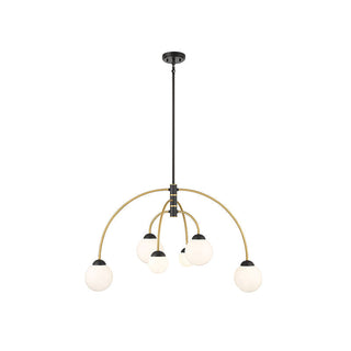 6-Light Chandelier in Matte Black with Natural Brass Matte Black with Natural Brass