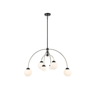 6-Light Chandelier in Matte Black with Polished Nickel Matte Black with Polished Nickel