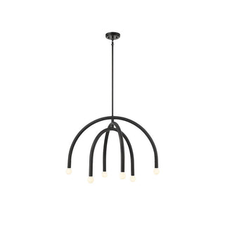 6-Light Chandelier in Matte Black Matte Black