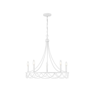 5-Light Chandelier in Distressed White Distressed White