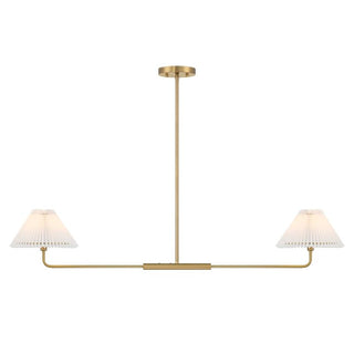 2-Light Linear Chandelier in Natural Brass Natural Brass