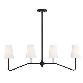 4-Light Linear Chandelier in Matte Black Matte Black