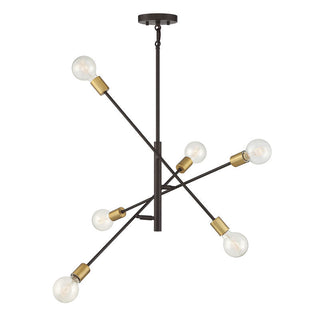 6-Light Chandelier in Oil Rubbed Bronze with Natural Brass Oil Rubbed Bronze with Natural Brass