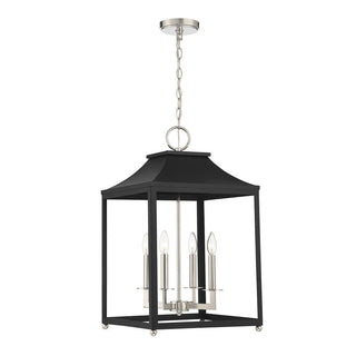 4-Light Pendant in Matte Black with Polished Nickel Matte Black with Polished Nickel